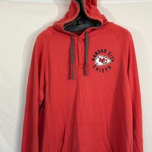 Kansas City Chiefs Henley Hoodie Sweatshirt Mens XL Light Red NFL Team Apparel
